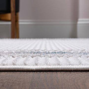 Athens Classic Border Marble Pattern High-low Area Rug